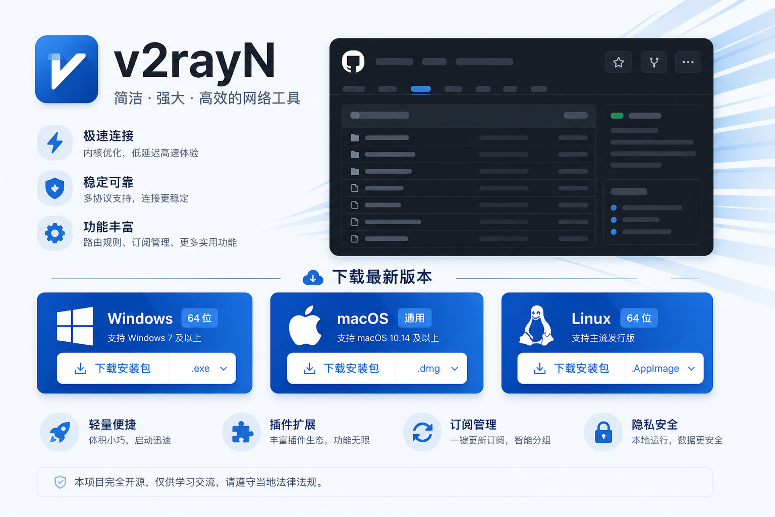 V2RayN版本更新与下载客户端界面